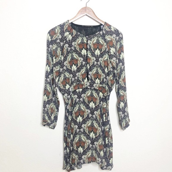 Zara Tulip Printed Mod Retro Drop Waist Dress S - Picture 1 of 7